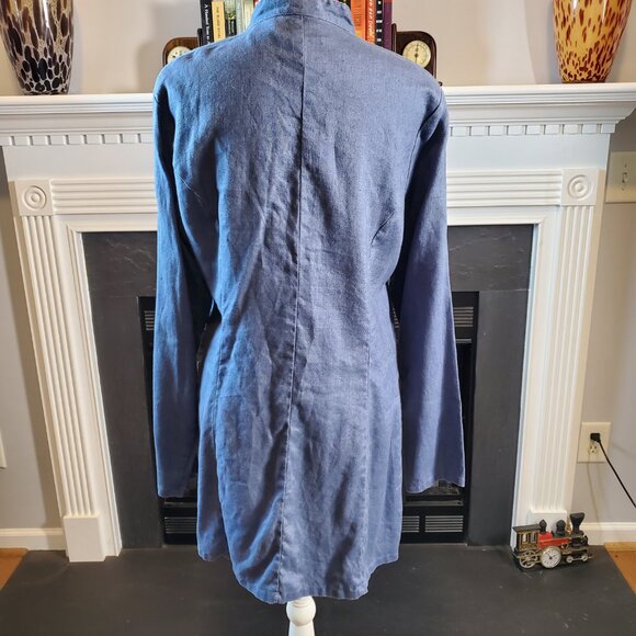 Willi Smith Vtg Blue Linen Tunic Blouse | Sz 10 - Picture 3 of 6